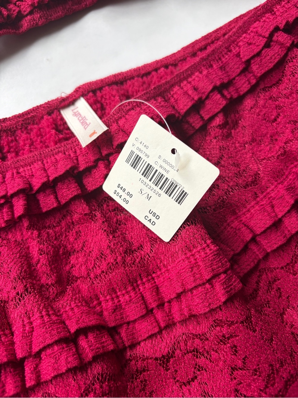 NWT Anthropologie Lyrebird Ruffled Lace Boyshorts, Cabernet, Size S/M - Picture 3 of 3